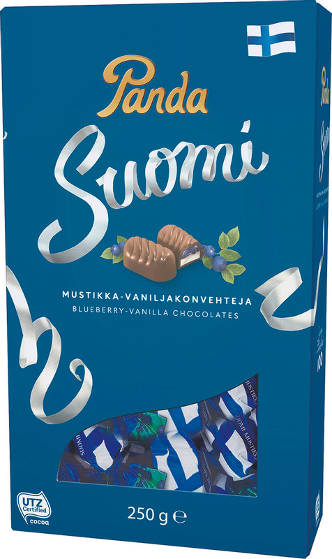 Конфеты Panda Suomi из молочного шоколада с черничной начинкой, 250г