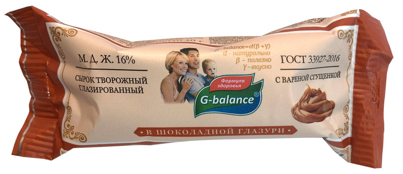 Сырок G-balance варёное сгущённое молоко глазированный 16%, 40г — фото 1