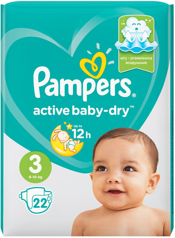 Подгузники Pampers Active Baby-Dry Midi р.3 6-10кг, 22шт — фото 1