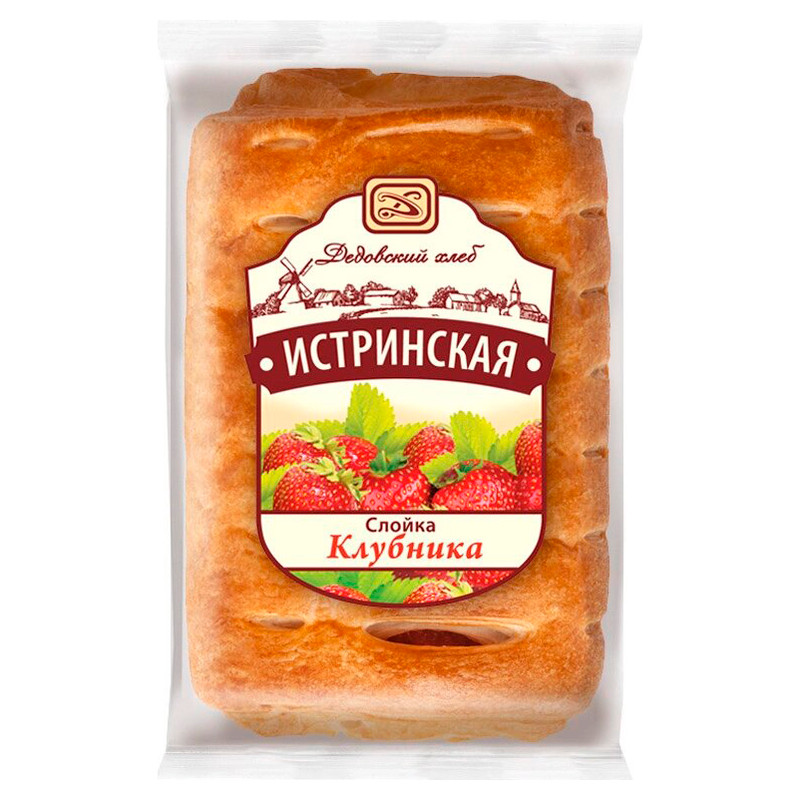 Слойка Дедовский Хлеб Истринская с клубничной начинкой, 80г