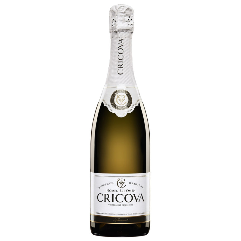 Вино Cricova игристое белое полусладкое 12.5%, 0.75л