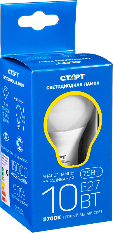 Лампа светодиодная Старт LED GLS E27 10W — фото 1