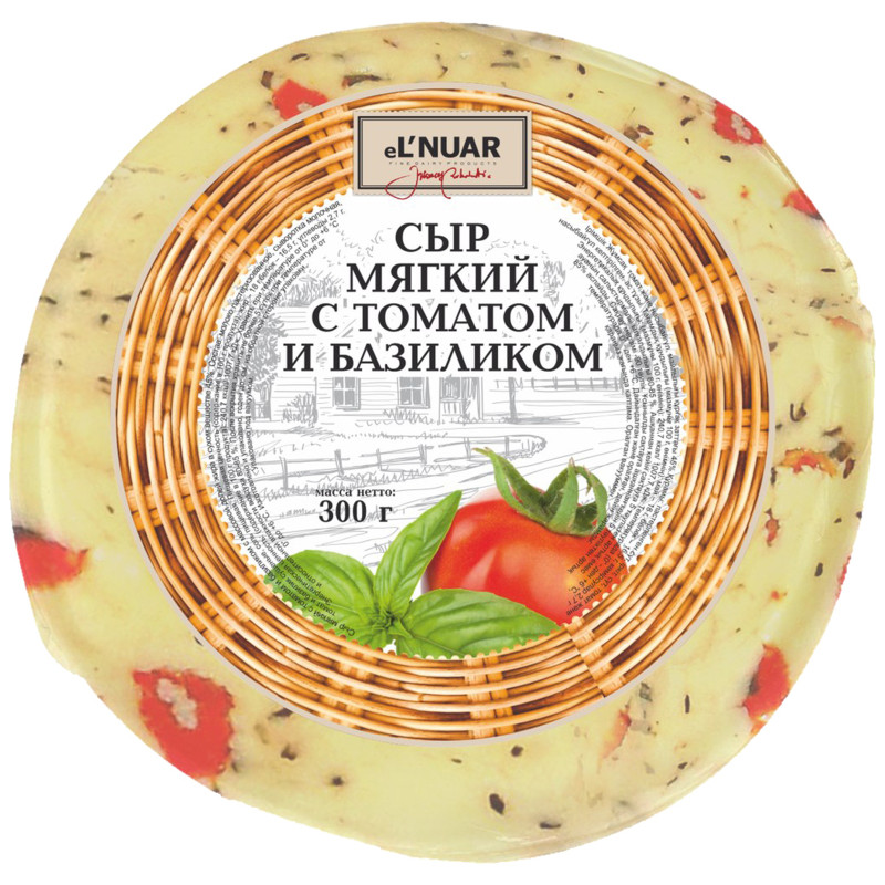 Сыр мягкий Elnuar с томатом и базиликом 45%, 300г — фото 1