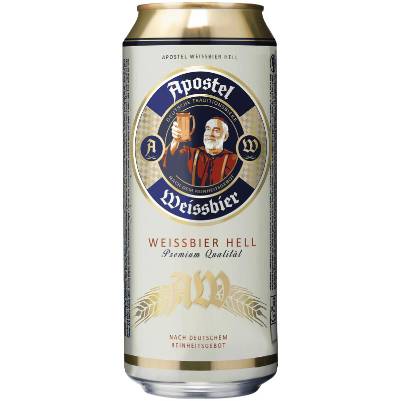 Пиво Апостел Вайсбир светлое нефильтрованное 5.3%, 24х500мл