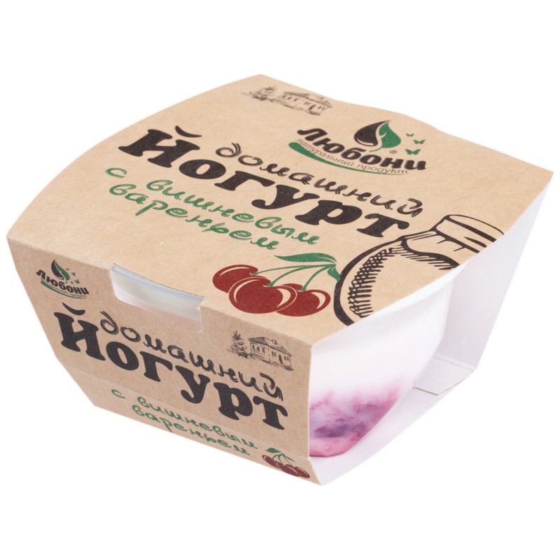 Йогурт Любони домашний с вишнёвым вареньем 3.8%, 150г
