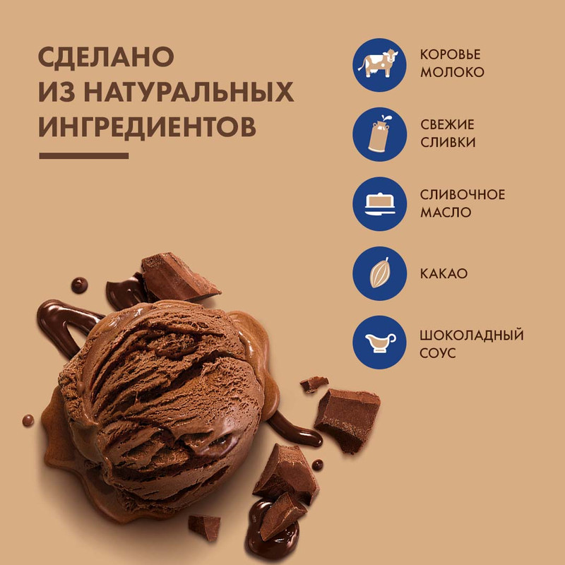 Мороженое сливочное 48 Копеек шоколадное с шоколадным соусом 8%, 232г — фото 2