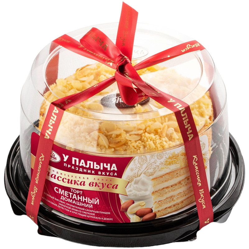 Торт У Палыча Сметанный Домашний бисквитный с заварным кремом, 550г