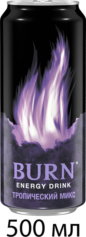 Энергетик Burn тропический микс безалкогольный газированный, 500мл — фото 1