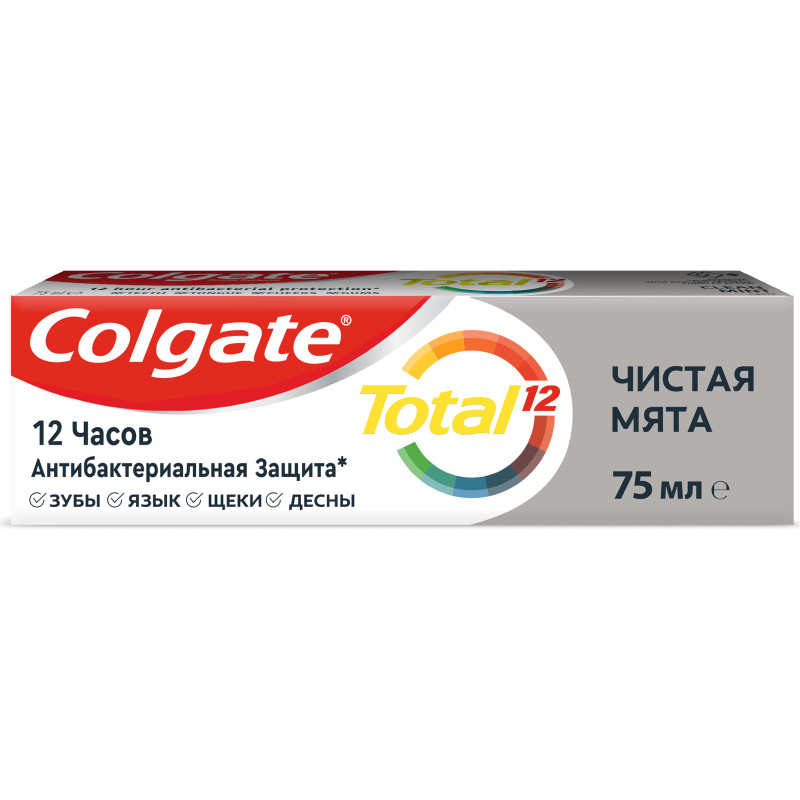 Зубная паста Colgate Total 12 Чистая мята для комплексной антибактериальной защиты, 75мл — фото 1