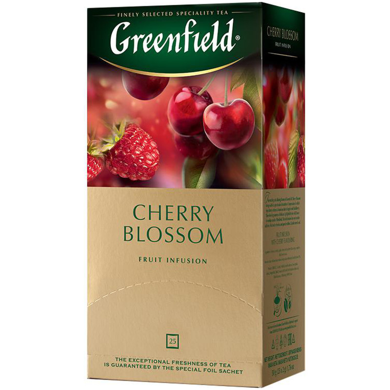 Чай Greenfield Черри блоссом фруктовый с ароматом вишни в пакетиках, 25х2г — фото 1