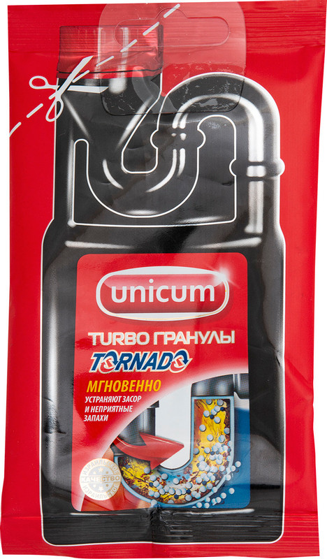 Средство Unicum Tornado для устранения засоров гранулированное, 70г — фото 3