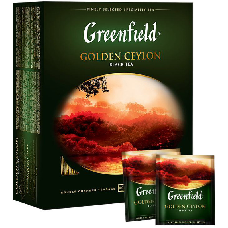 Чай Greenfield Золотой Цейлон чёрный в пакетиках, 100х2г — фото 3