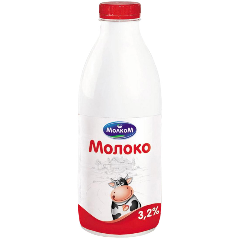 Молоко Молком питьевое пастеризованное 3.2%, 950мл