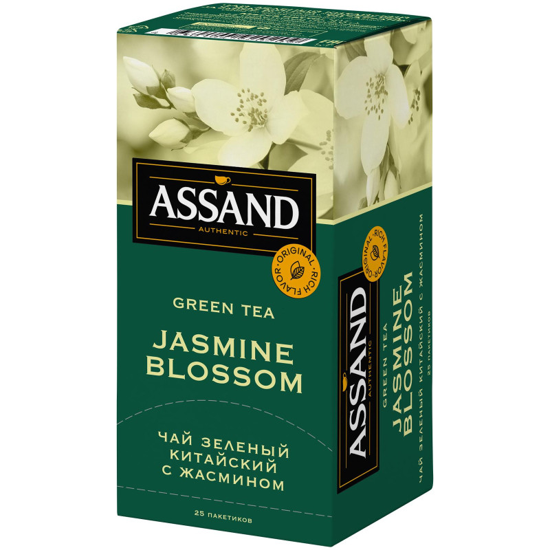 Чай Assand Jasmine Blossom зелёный с жасмином в пакетиках, 25х2г
