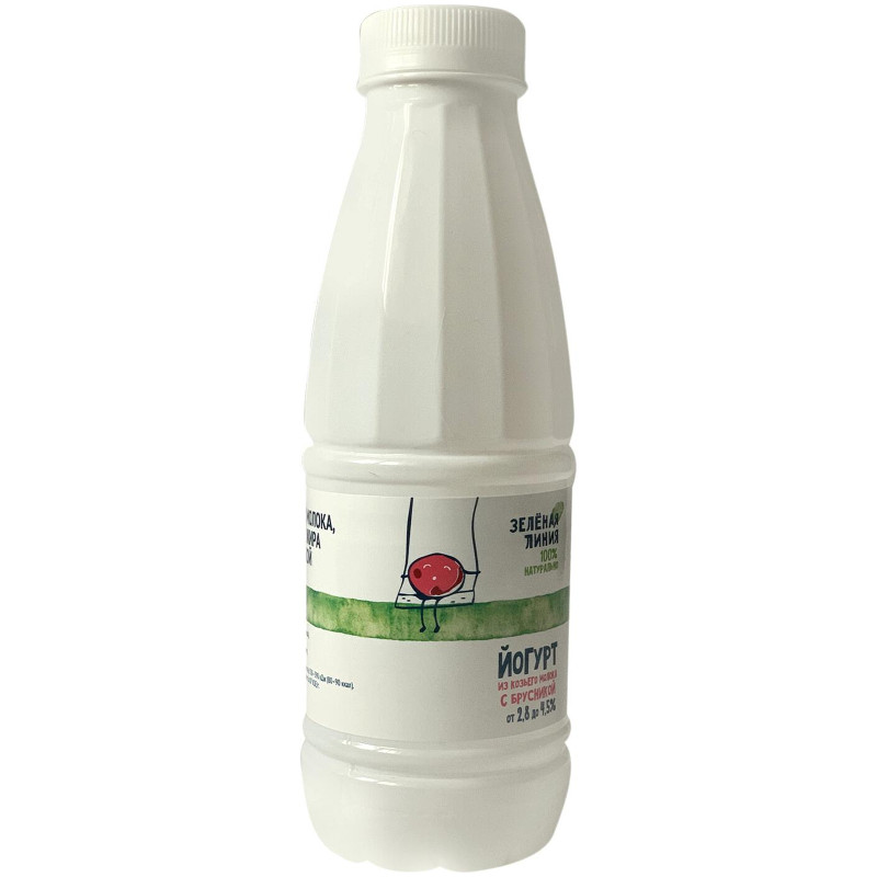 Йогурт из козьего молока брусника 2.8% Зелёная Линия, 500мл