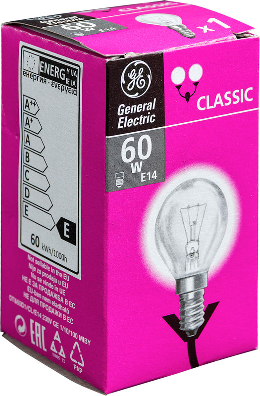 Лампа накаливания General Electric Миньон CL 60D1 E14 230V шар прозрачная — фото 5