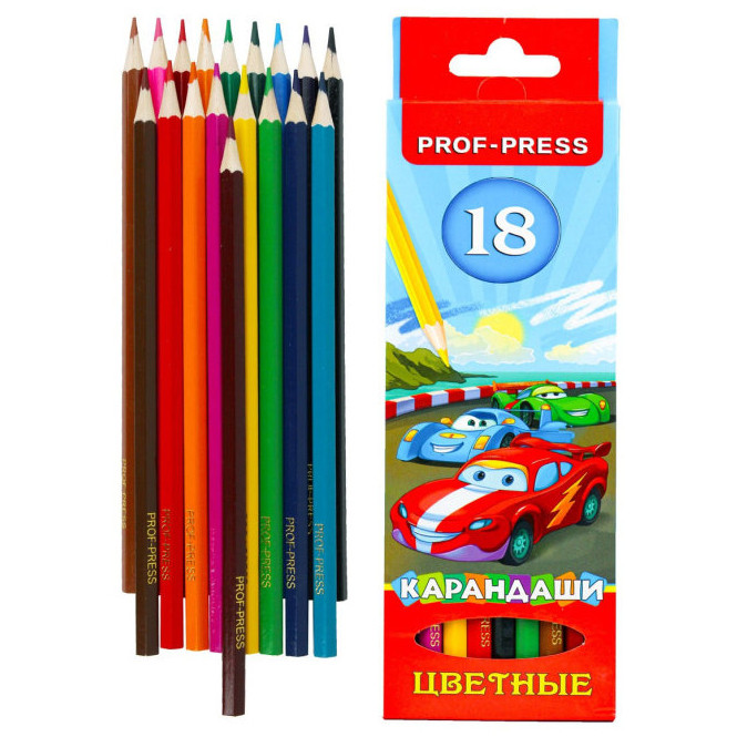 Карандаши Prof-Press цветные деревянные 18 цветов