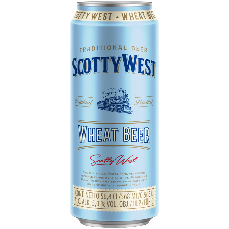 Пиво Scotty West Weat пшеничное светлое нефильтрованное пастеризованное, 568мл
