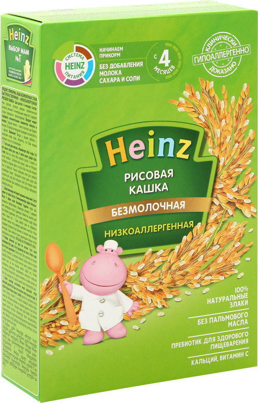 Каша Heinz рисовая низкоаллергенная с 4 месяцев, 160г