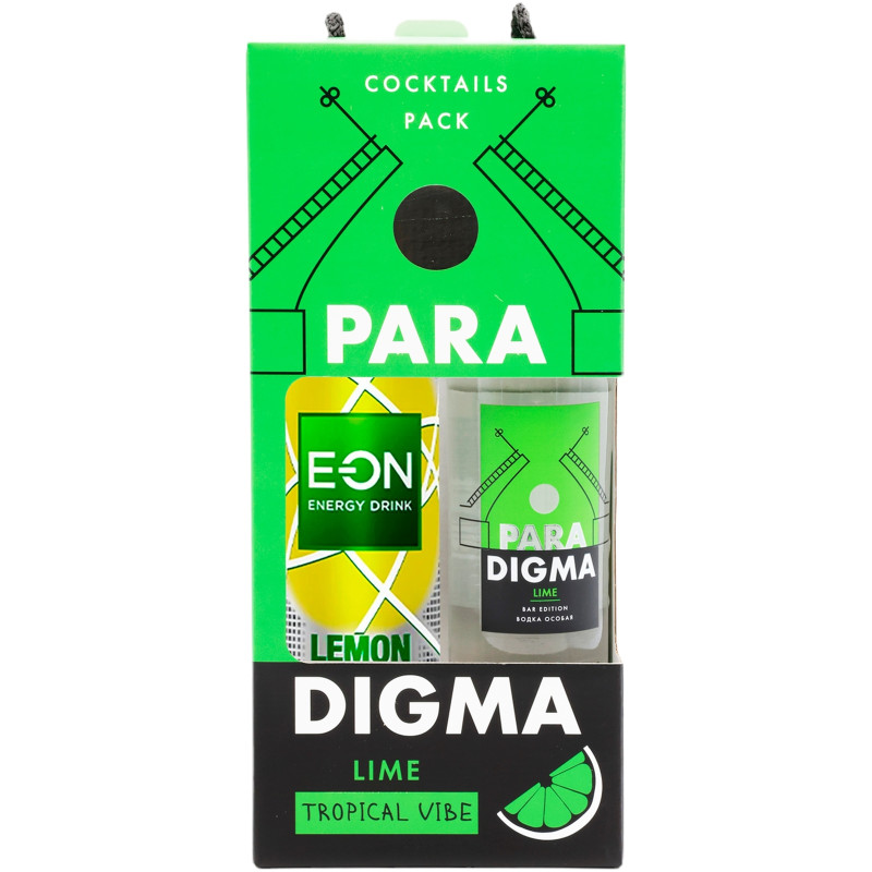 Водка Paradigma Lime особая, 500мл + Энергетический напиток Eon Lemongrass, 450мл