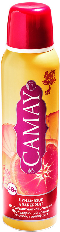 Антиперспирант-дезодорант Camay Dynamique Grapefruit спрей, 150мл — фото 4