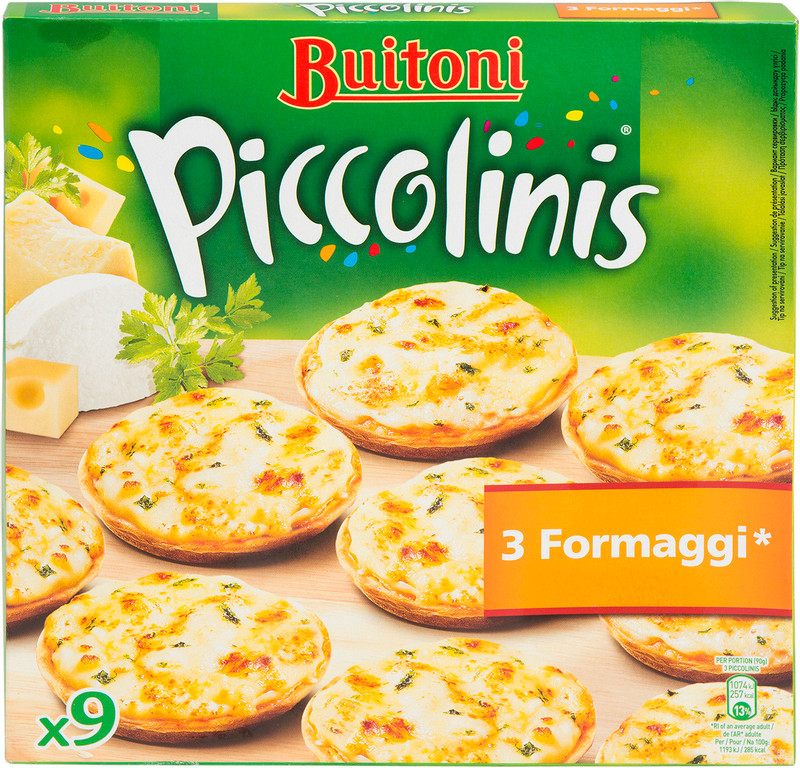 Пицца Buitoni Piccolinis три сыра 9шт, 270г