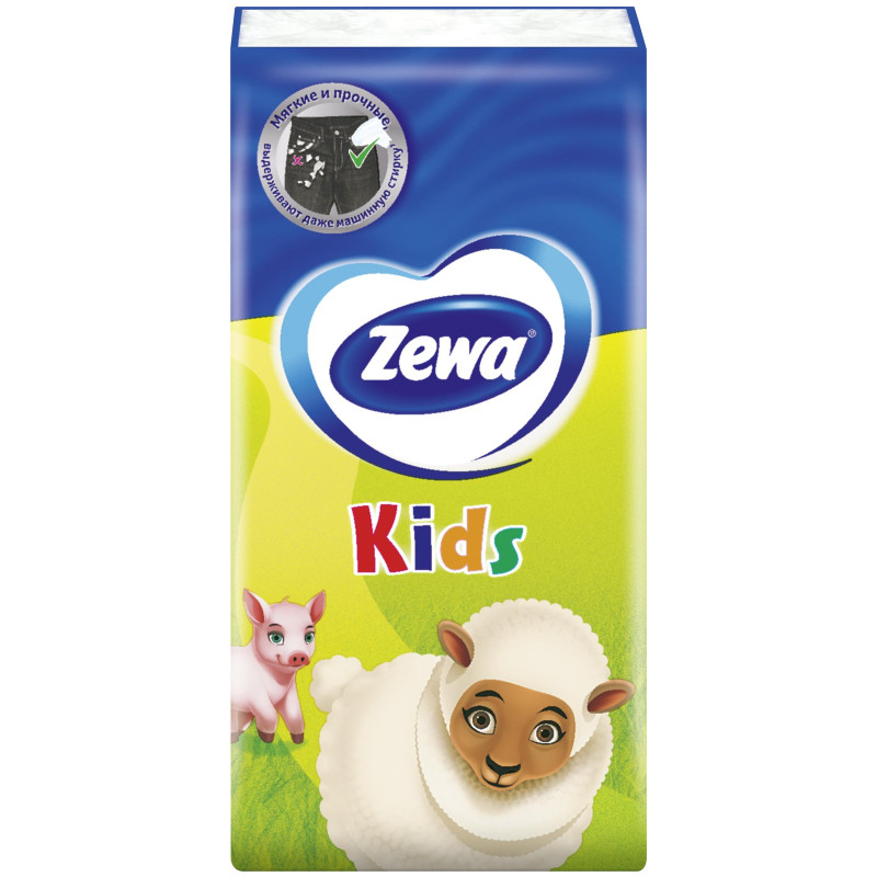 Платки носовые бумажные Zewa Kids 3 слоя, 10x10шт — фото 6