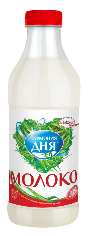 Молоко Гармония Дня питьевое пастеризованное 3.2%, 900мл