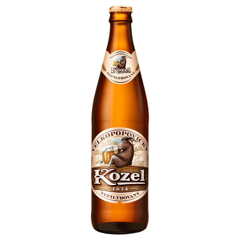Пиво Velkopopovicky Kozel светлое нефильтрованное 4.9%, 500мл