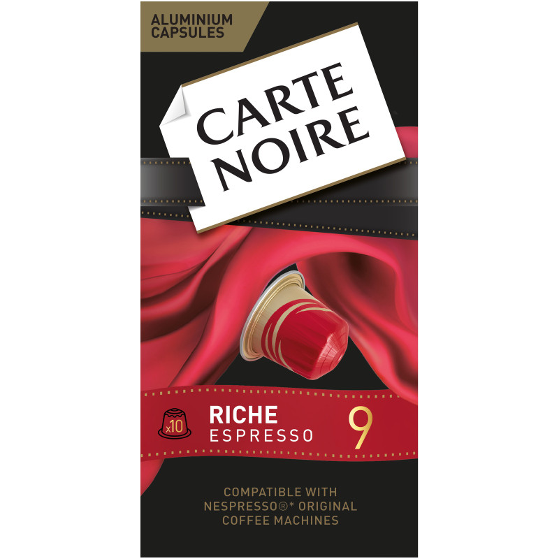 Кофе в капсулах Carte Noir Riche Espresso 9 натуральный жареный молотый, 10x52г