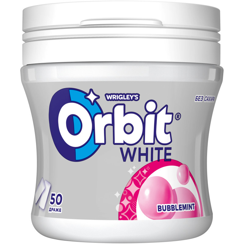 Жевательная резинка Orbit White Bubblemint без сахара, 68г — фото 1