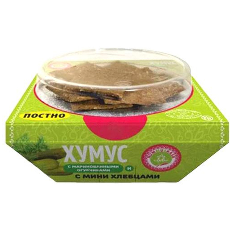 Хумус Hummuskasa с маринованными огурчиками и мини хлебцами, 130г