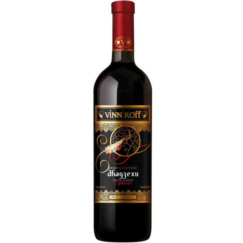 Вино Vinnikoff Абадзехи красное полусладкое 10-12%, 700мл