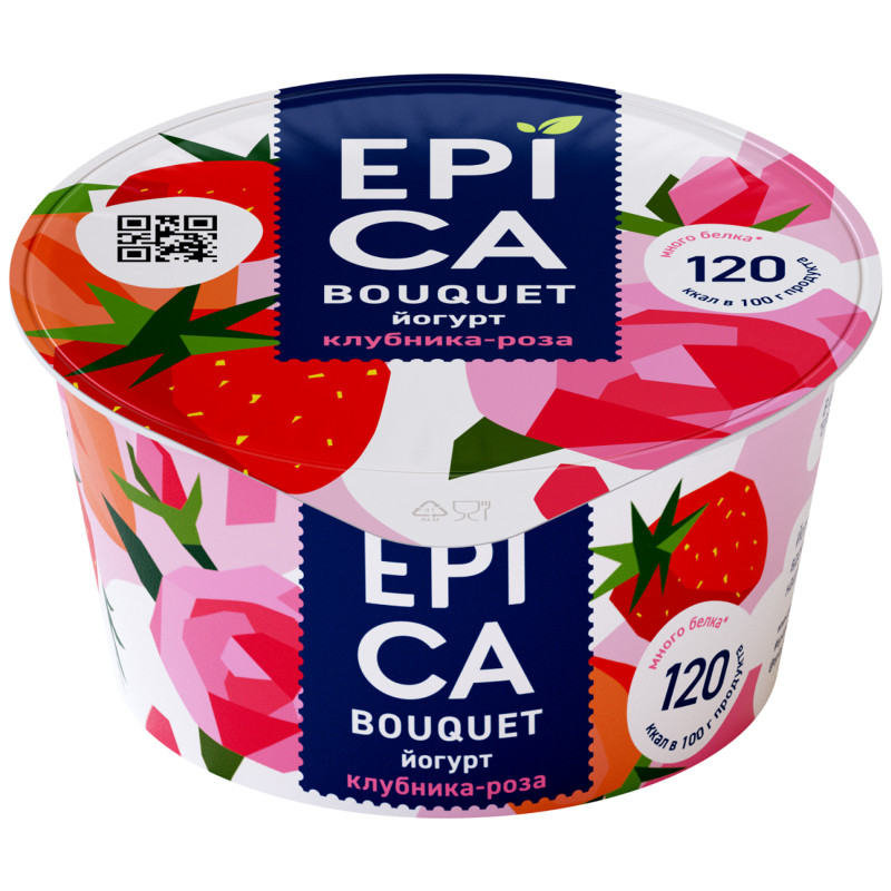 Йогурт Epica Bouquet клубника-роза 4.8%, 130г