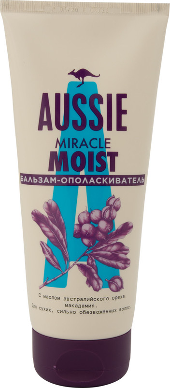 Бальзам-ополаскиватель Aussie Miracle Moist с маслом макадами, 200мл
