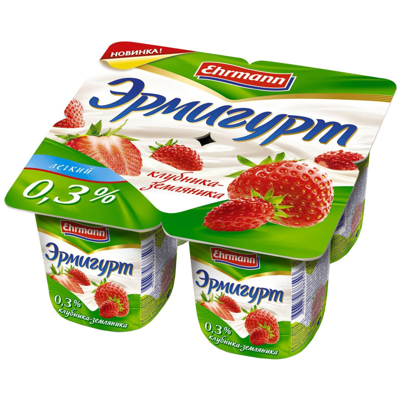 Продукт йогуртный Эрмигурт лёгкий клубника-земляника 0.3%, 115г — фото 1
