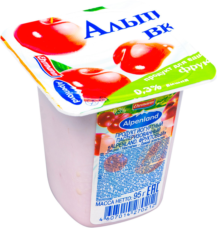Продукт йогуртный Alpenland вишня-нектар-апельсин дикий 0.3%, 95г — фото 2