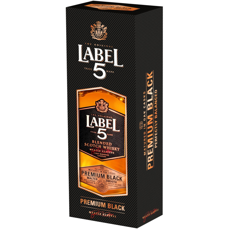 Виски Label 5 Премиум Блэк шотландский купажированный 40%, 700мл — фото 1