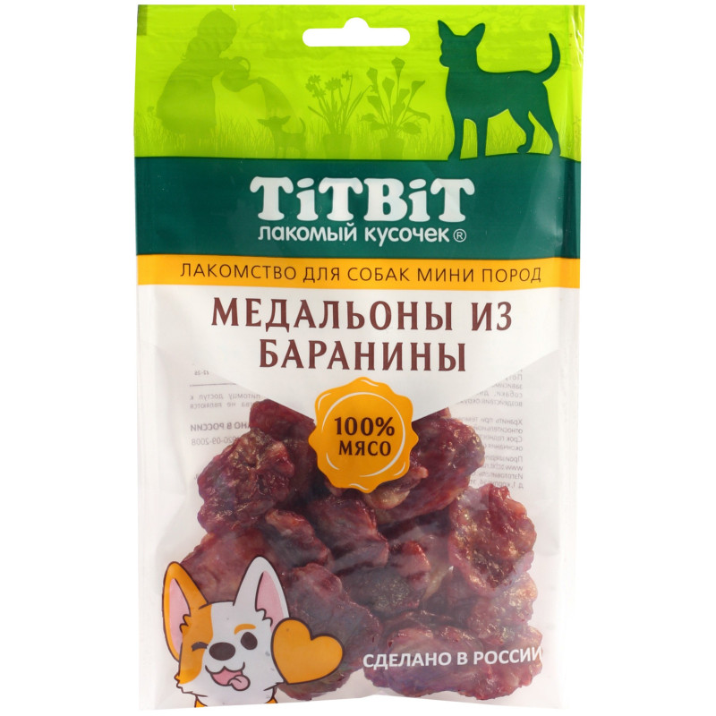 Лакомство TitBit Медальоны из баранины для собак мини пород, 100г