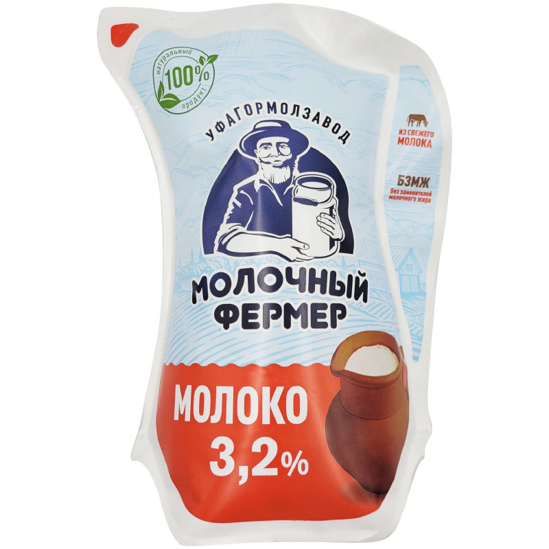 Молоко Молочный Фермер пастеризованное 3.2%, 900мл - купить с доставкой в Москве в Перекрёстке