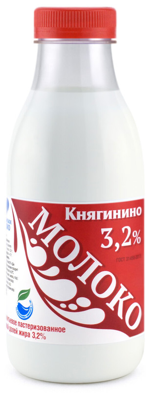 Молоко Княгинино питьевое пастеризованное 3.2%, 430мл