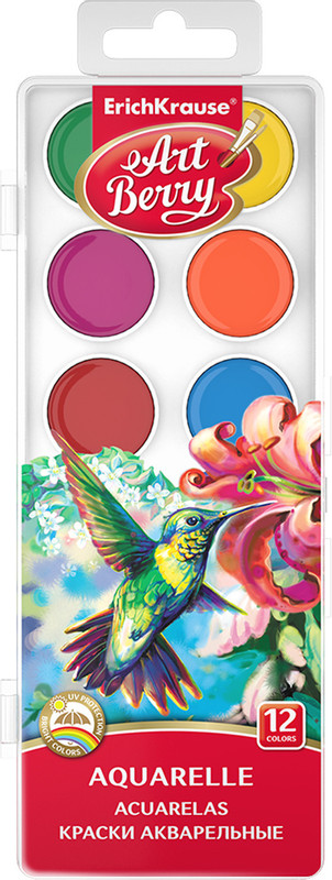 Краски акварельные Erich Krause ArtBerry с УФ защитой яркости 12 цветов — фото 2