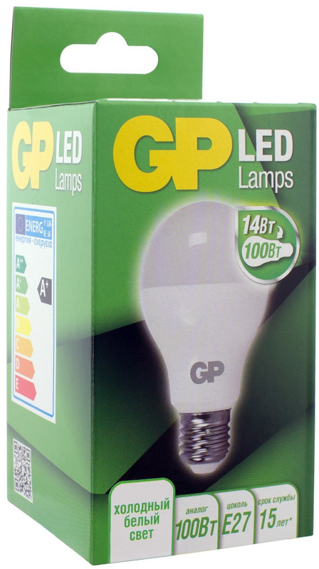 Лампа светодиодная GP LED A60 E27 40K 2CRB 14W холодный свет — фото 2