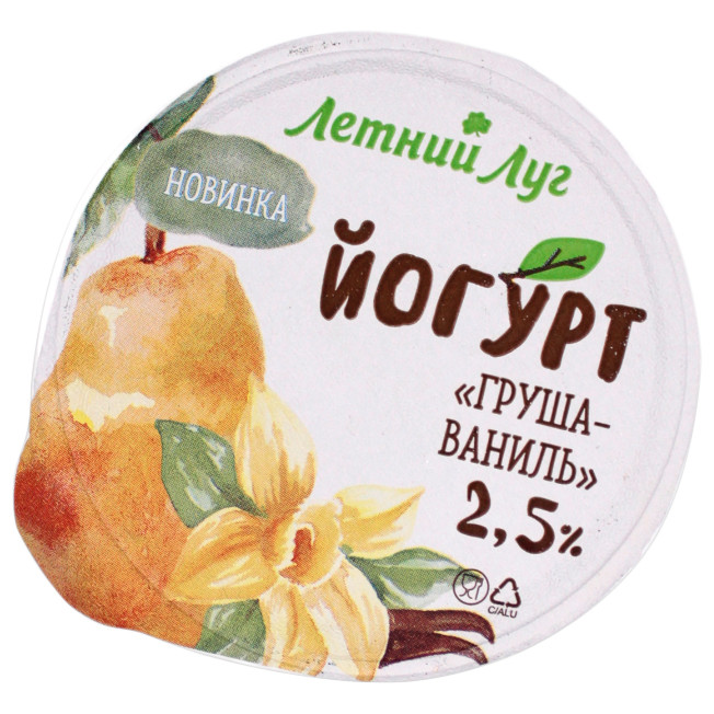 Йогурт Летний Луг Груша-ваниль 2.5%, 125г