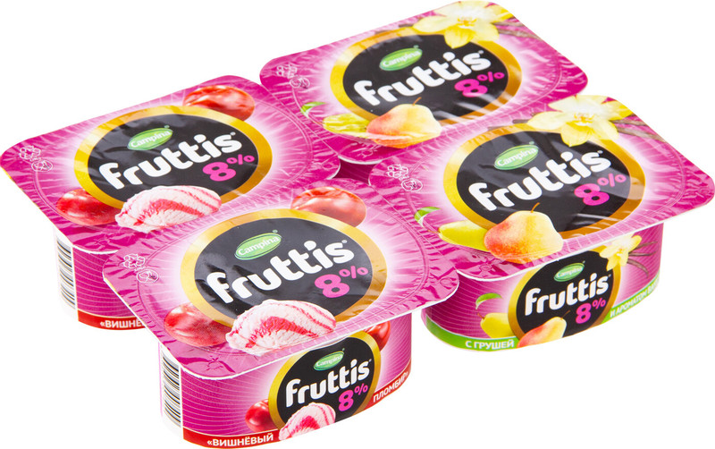 Продукт йогуртный Fruttis Суперэкстра вишневый пломбир-груша-ваниль 8%, 115г — фото 5