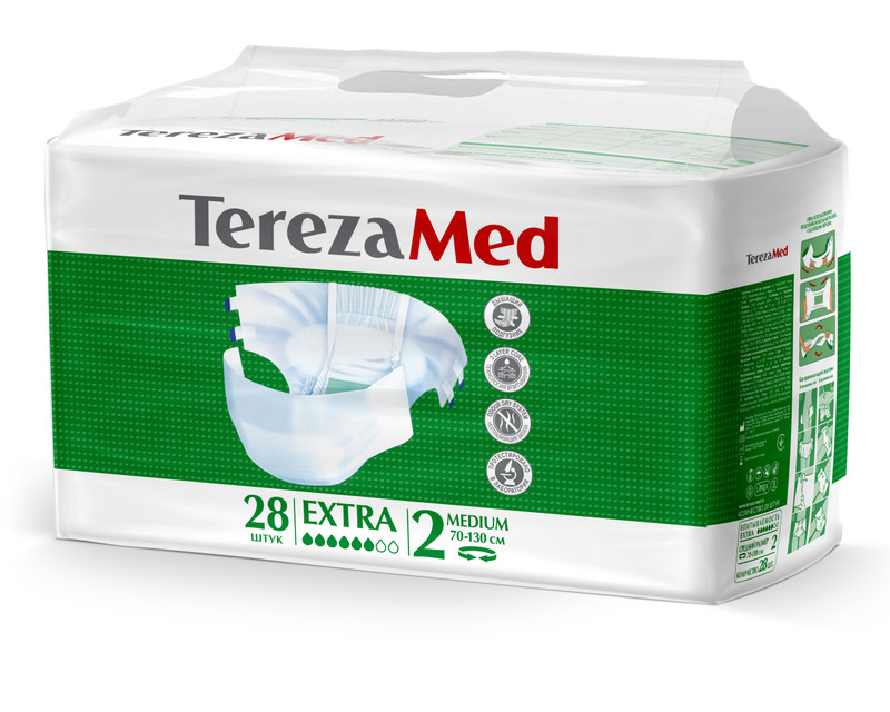 Подгузники TerezaMed Extra одноразовые впитывающие для больных с недержанием р.Medium, 28шт — фото 2