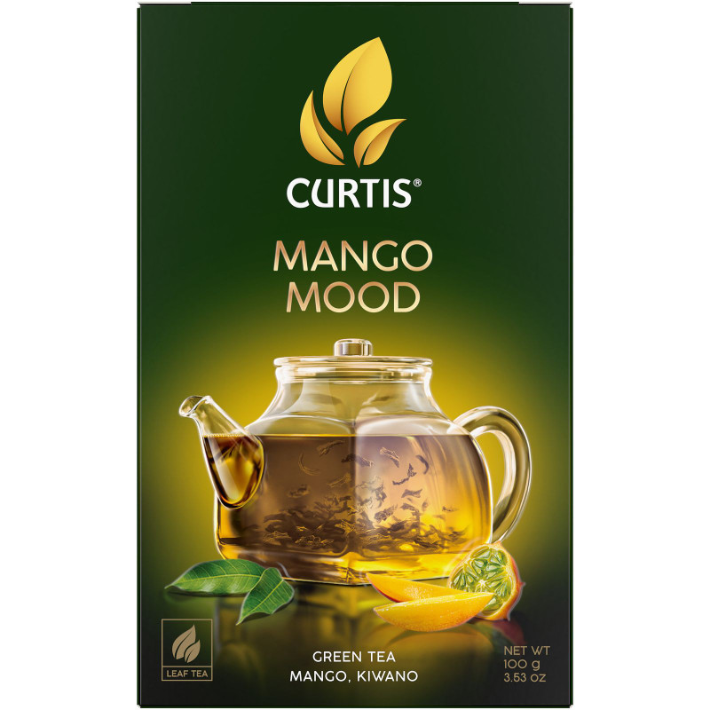 Чай Curtis Mango Mood зелёный листовой ароматизированный с добавками, 100г