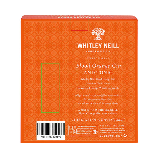 Джин Whitley Neill со вкусом красного апельсина 43% в подарочной упаковке, 700мл + бокал — фото 1