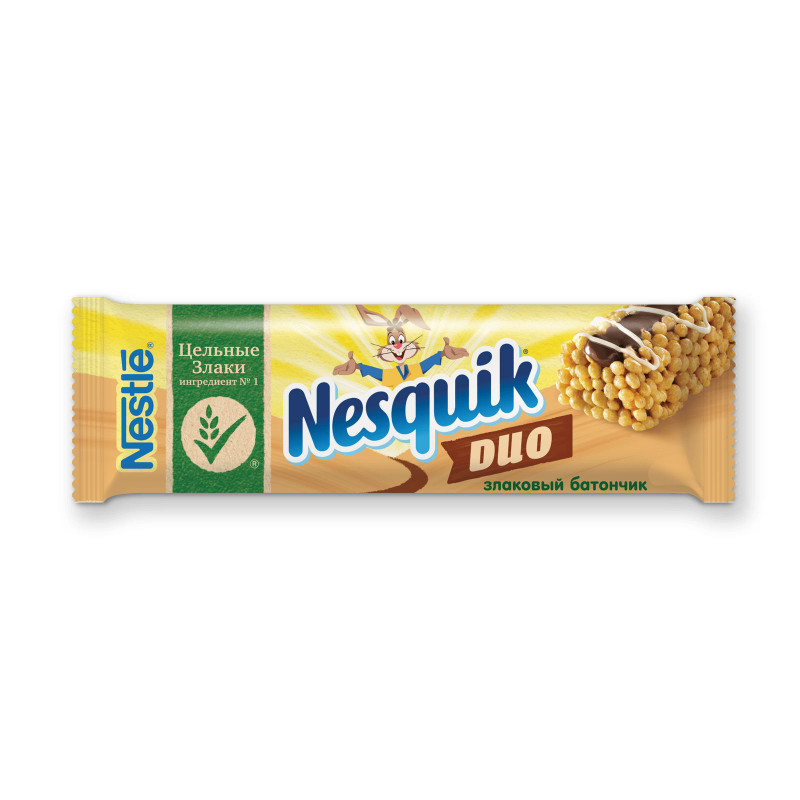 Батончик злаковый Nesquik Duo обогащённый витаминами и минеральными веществами, 23г
