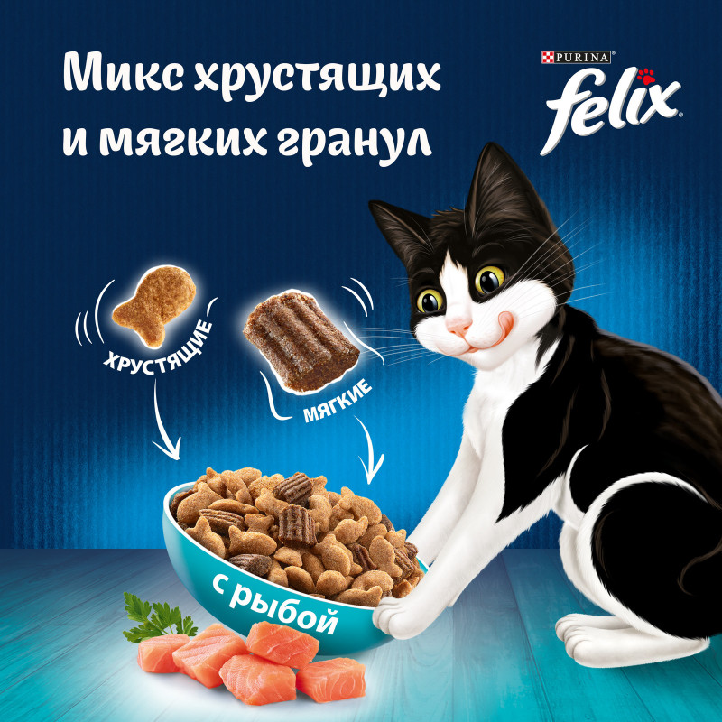 Сухой корм для кошек Felix Двойная Вкуснятина с рыбой, 200г — фото 6